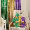 AACORS Mardi Gras Pillow Covers 18X18 Inch Set of 2,Fleur De Lis Beads Decor Holiday Farmhouse Pilow Case Decoration for Home Sofa Couch AA414-18-2
