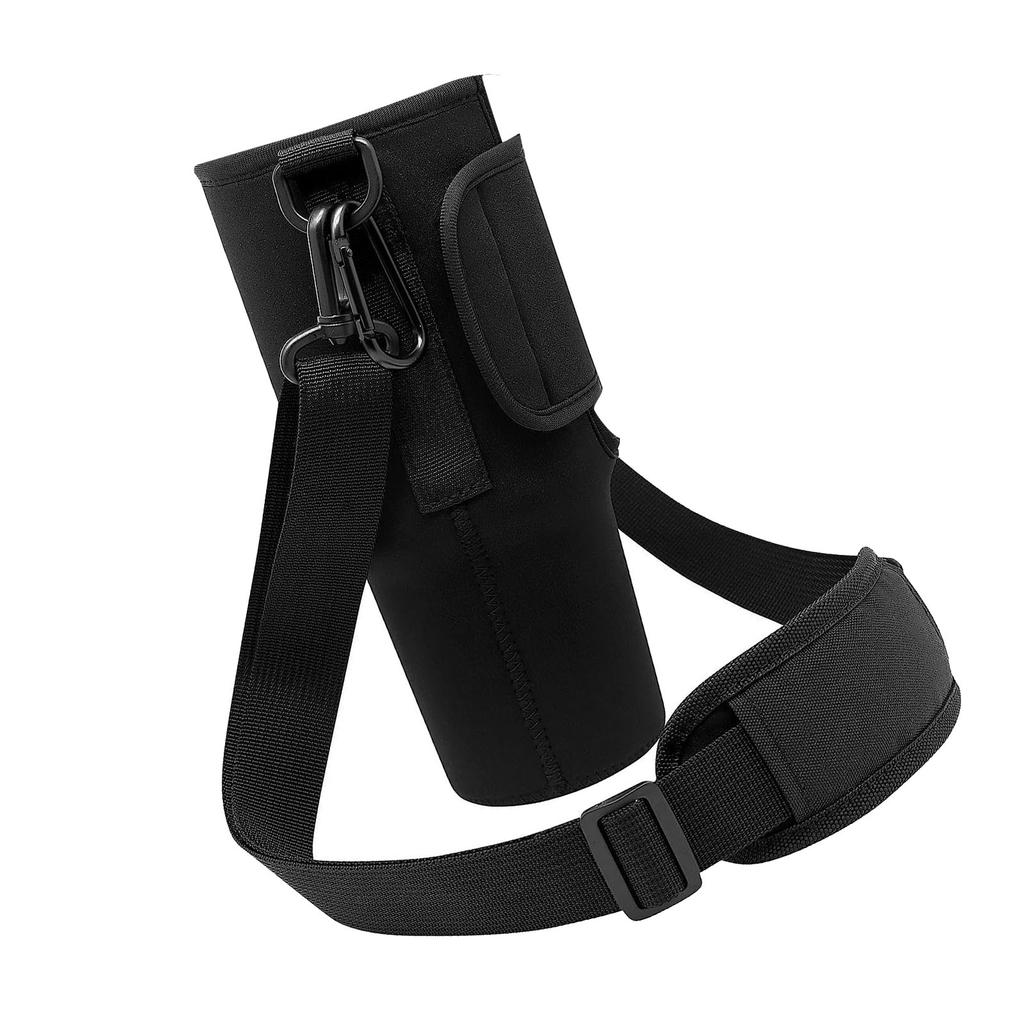 Borsa Porta Borraccia Bambino Portatile Porta Borraccia con Tracolla Regolabile per Escursionismo Nero
