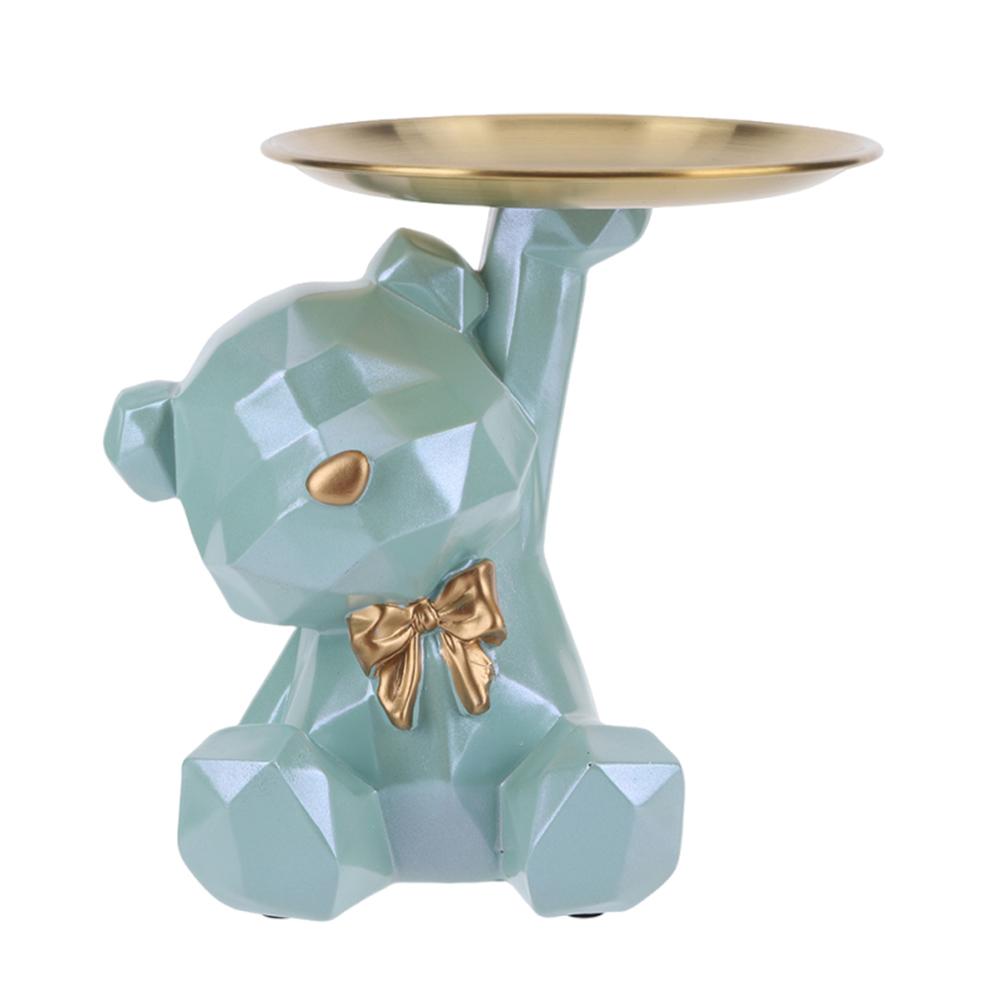 Bear Storage Tray Geometric Bear Key Bowl Multifunctional Key Holder Figurine Decorative Jewelry Candy Tray for Tabletop Decor
