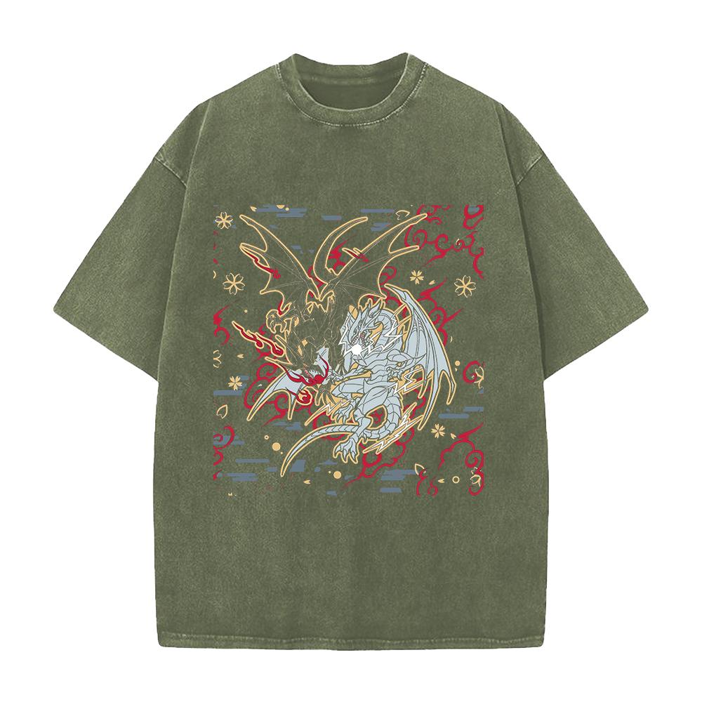 Harajuku Anime YuGiOh Tshirt Summer Short Sleeve Cotton Tee Shirt Gothic Yk Vintage Washed Oversized Tops Mens Clothing