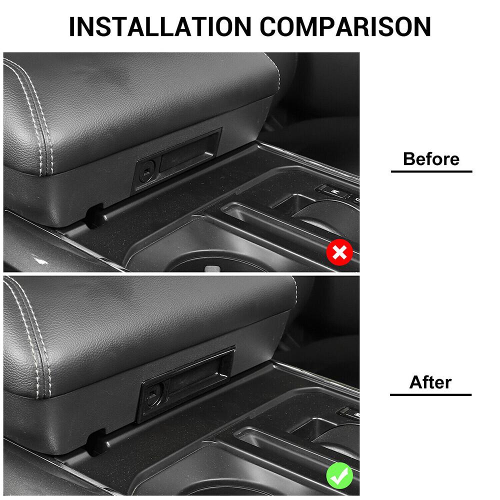 Center Console Armrest Box Switch Cover Trim Frame For Ford F150 2021-2023 Black