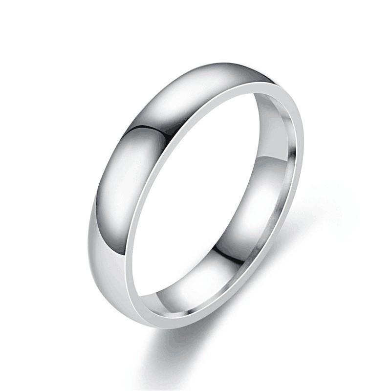 Men's 468mm Polished Titanium Steel Ring - Simple, Sweet Couple Style