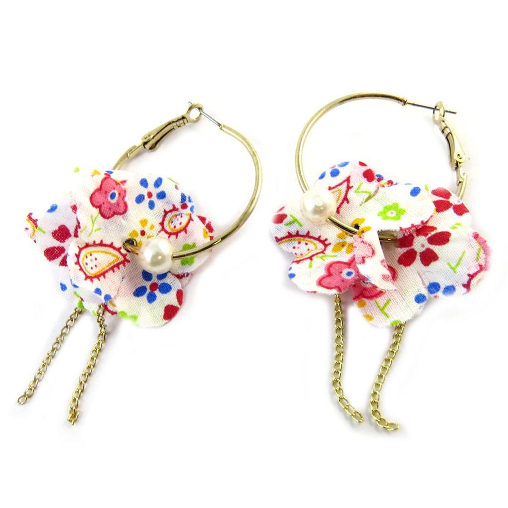 Les Trésors De Lily [N7241] - Créoles Créateur 'Liberty' blanc doré multicolore