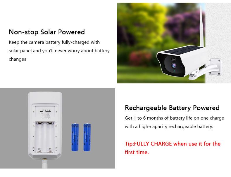 Solar-Powered Wireless Outdoor Camera with UBOX Mobile Remote Viewing