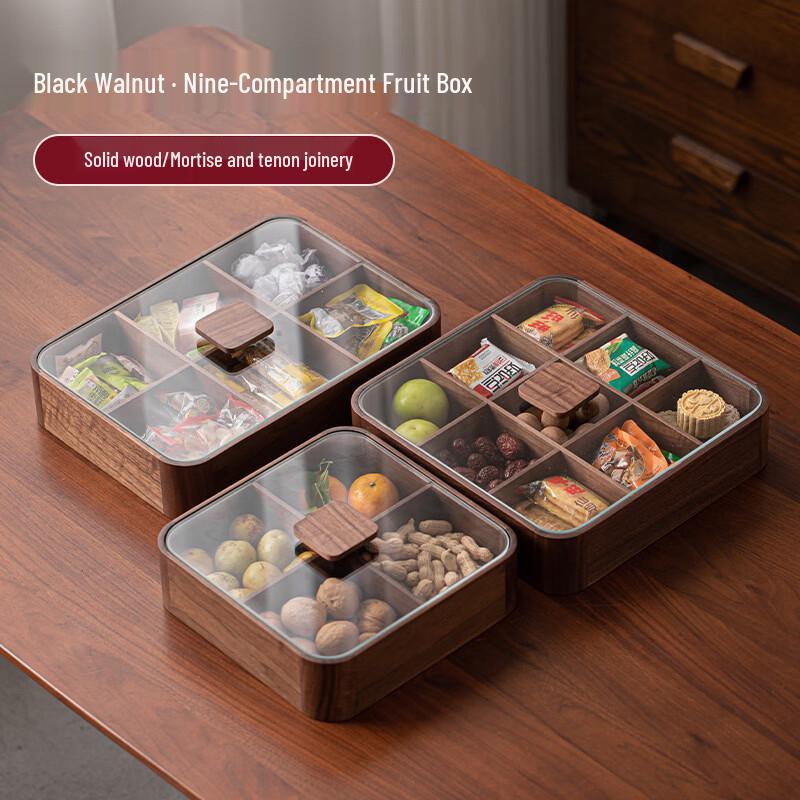 

Black Walnut Six-Compartment Snack Tray