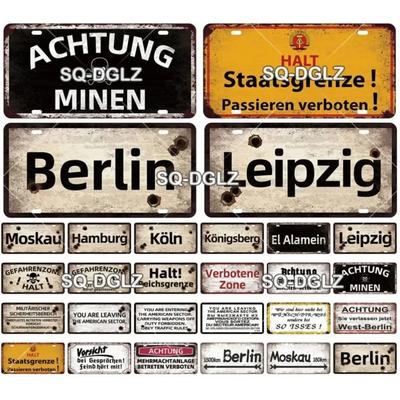 Vintage Metalowy Znak Miasta Berlin Wojna | Retro Plakat Dekoracja Ściany Sklepu i Baru | Domowa Tablica Artystyczna