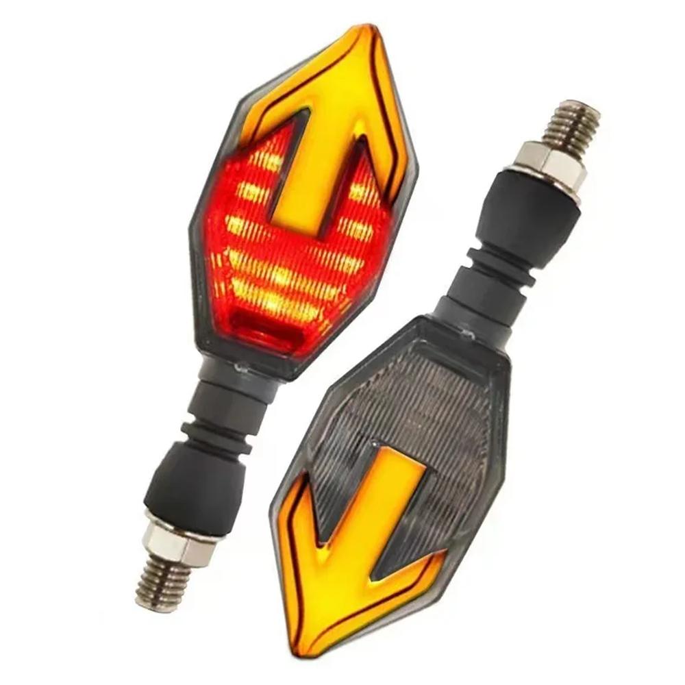2PCS Indicators Flowing Turn Signal 2PCS Universal Motorcycle LED Flashing Turn Signal 12V Indicator Blinker Lamp (Color : Red)