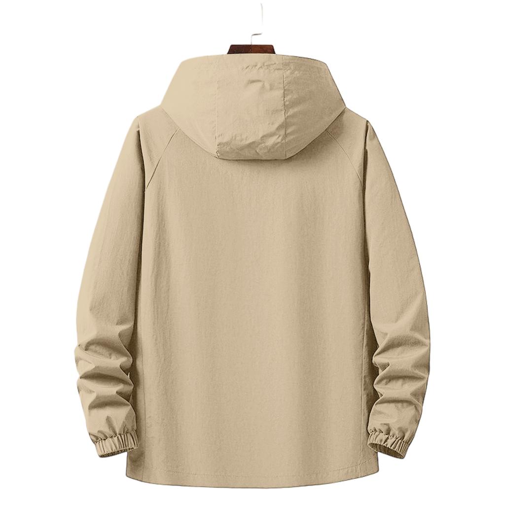 Herren Kapuzen-Arbeitsjacke - Vielseitige lässige wasserdichte winddichte Outdoor-Freizeitjacke