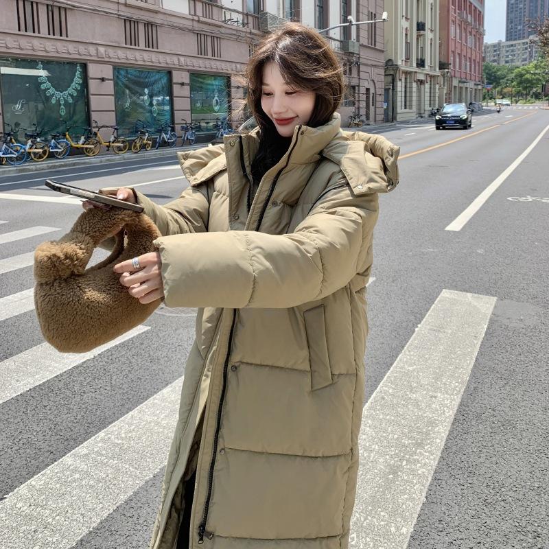 Down Cotton-padded Clothes for Women's Winter New Over-the-knee Cotton-padded Jackets Medium and Long Thickened Coats