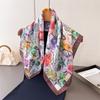 high-end feeling 70 small square cloth ocean print imitation silk scarf shawl neck scarf neck scarf scarf for women