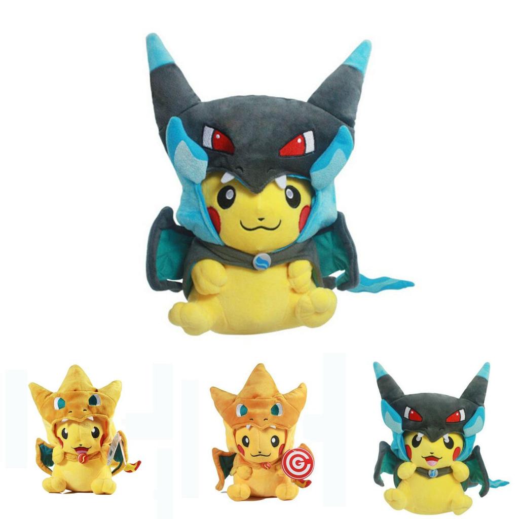 Niedliche Pikachu Cosplay Plüschtiere Mega Pokemon Cos Charizard Weiches Stofftier für Kinder zum Kuscheln