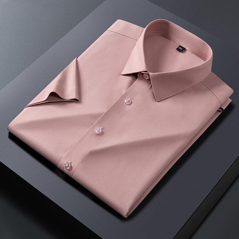 Luxury hight qulity short sleeve shirts for men Silk slim fit formal shirt summer thin  hawaiian clothes soft ModaL office tops