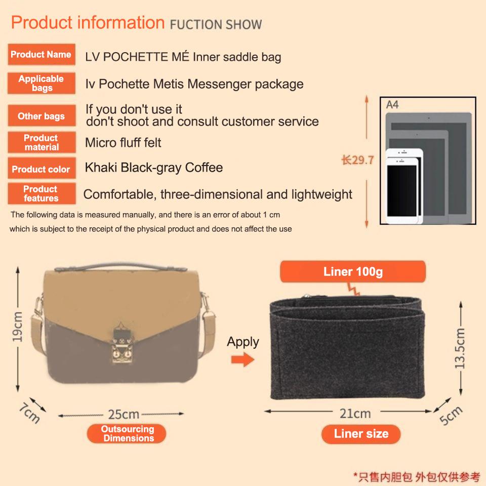 Filz Handtaschen Einlage Tasche Aufbewahrung Organisation Geldbörse Liner Tasche Halter Tragbar Interne Taschen für für LV Pochette Metis