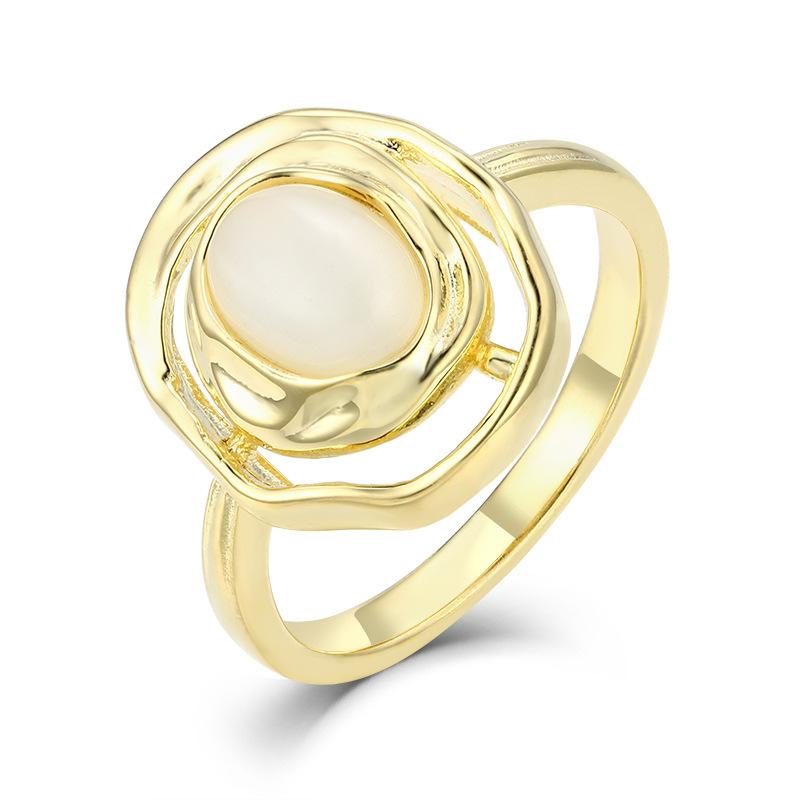 Fashion S925 silver and white cat eye ring femininity high sense sterling silver ring new light luxury niche ring No. 6