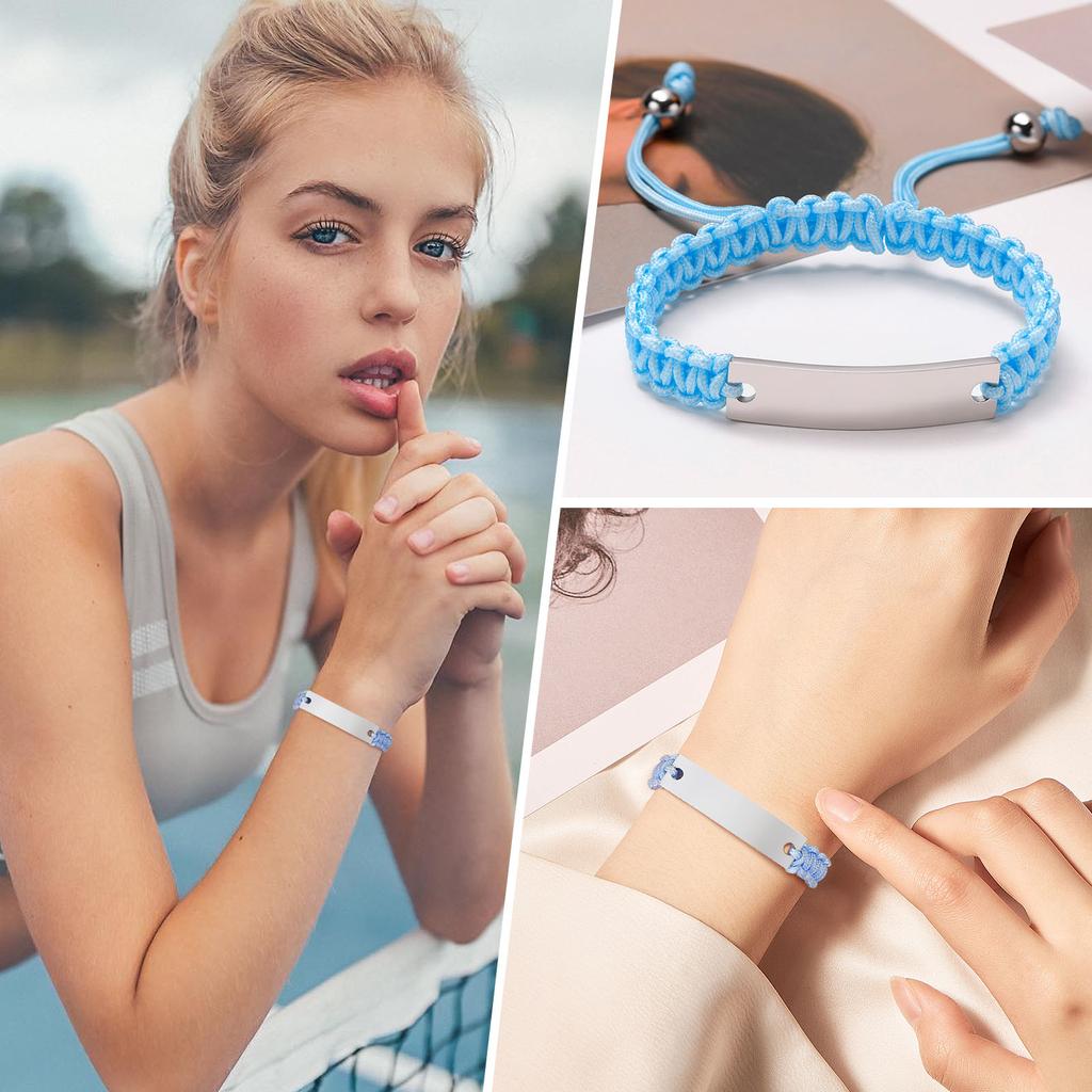 Engraved Personalized Rope ID Bracelet Braided Adjustable Friendship Couples Women Men Custom Name Initials Wristband