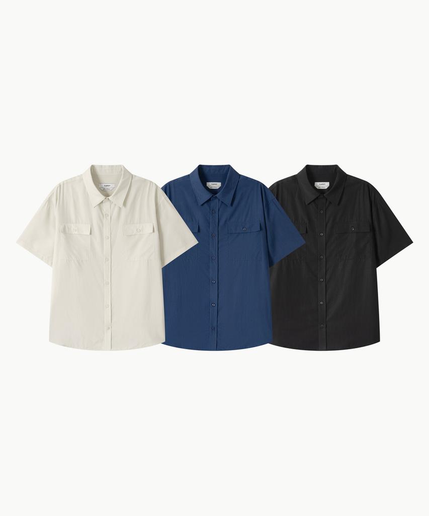 Leondi Cool Tencel Half Shirt - Black