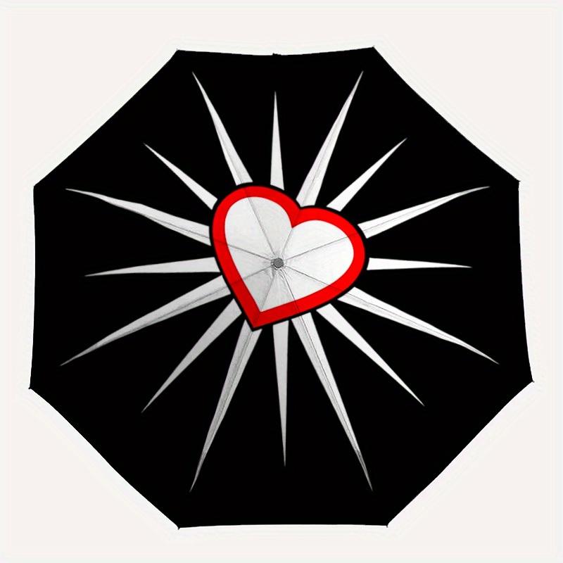 

1pc Heart Symbol Automatic Umbrella - 8-Rib Foldable Design, Outdoor Adventures, and Family Celebrations yy250829092