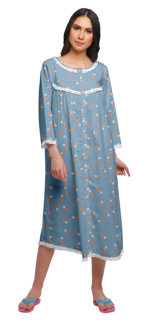 Moomaya Îmbrăcăminte de noapte din bumbac cu 3 4 mâneci imprimate pentru femei