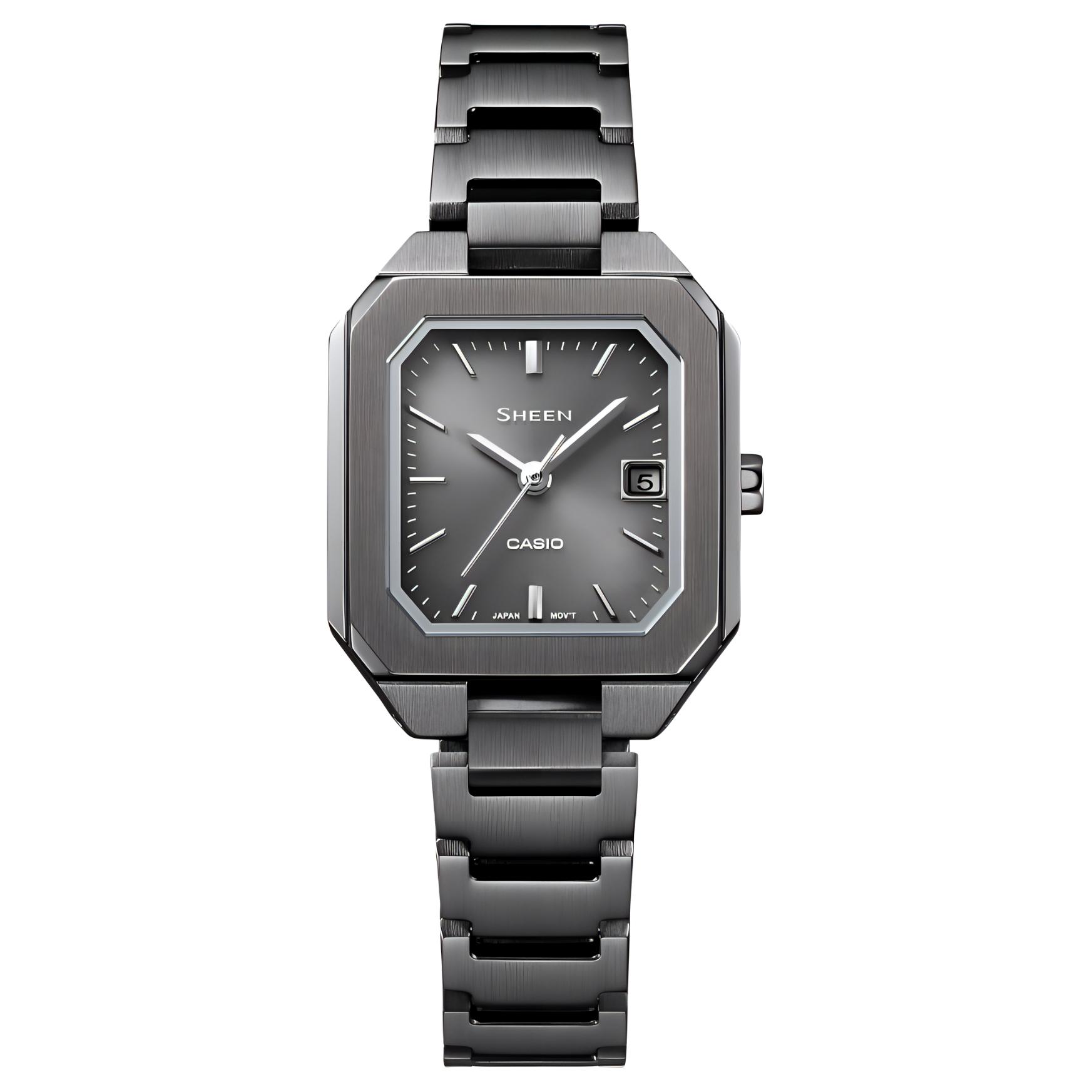 CASIO SHEEN Solar Quartz Movement Stainless Steel Strap Watch Women s Watch Gray Dial SHS-4528BD-8A Gray Dial