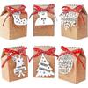 24 Pieces Christmas Paper Candy Gift Boxes Kraft Paper Gift Candy Bags for Christmas Favors