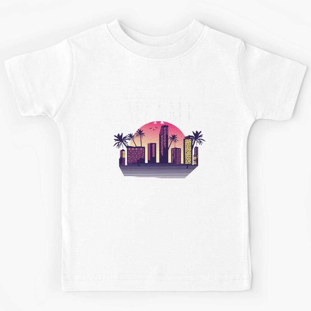 Miami Cityscape Skyscrapers Sunset - 80s Retro Nostalgia Kids T-Shirt 130