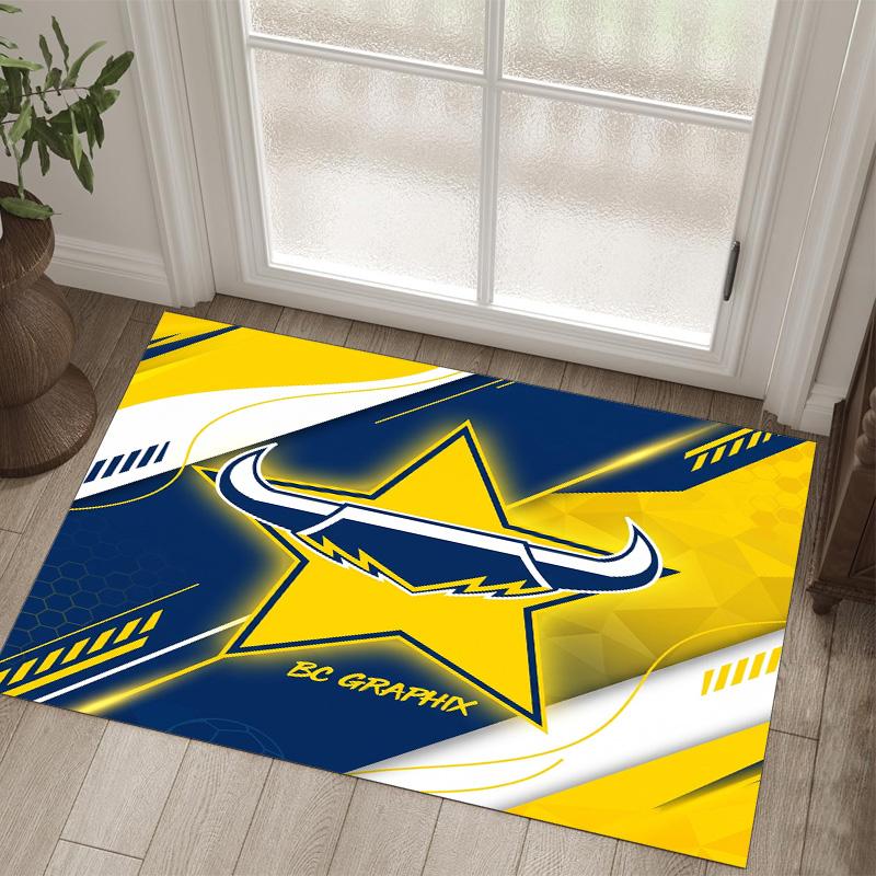 North Queensland Cowboys Design Crystal Velvet Carpet Cozy Non?Slip Printed Rug For Bedroom Living Room Entrance