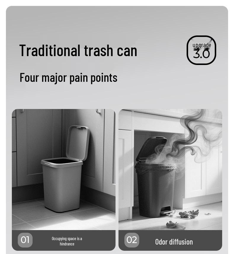 Meirui De Wall-Mount Kitchen & Bathroom Trash Can with Suction Cup and Hanging Rack