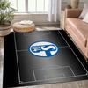 Schalke 04 Football Field Outline Rug, Anti-Slip Floor Mat with Official S04 Crest Print, Sports Decor Carpet for Fan Cave & Bedroom