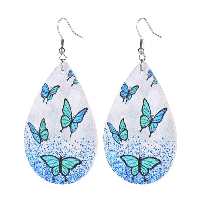 

1 пара сережек-каплей с зеленой бабочкой, серьги из искусственной кожи, серьги с романтической атмосферой, замечательные подарки для себя и своих друзей