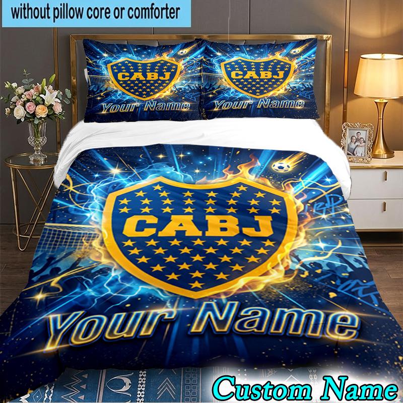 Custom Name Boca Juniors Crest Design 3PCS Bedding Set For Bedroom Dormitory,Including 1pc Duvet Cover And 2pcs Pillowcases Large size Fan gift
