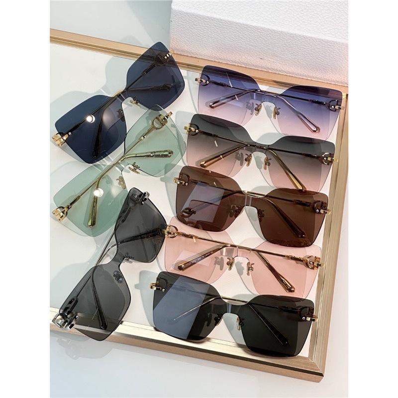Women's Fashion Rimless Metal Sunglasses CHAIN M1U - UV Protection, Large Frame