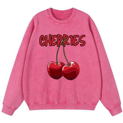 Dámská vintage bavlněná mikina s potiskem třešní, tenký styl, Hip Hop, s kapucí, na podzim, jednoduchá, oversized