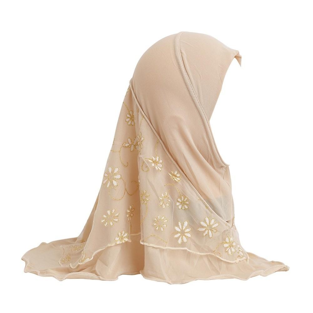 Elastic Solid Kids Turban Cap Flower Net Instant Headscarf Can Fit Islamic Scarf Shawl Islamic
