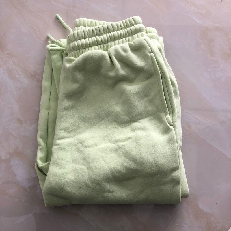 

Plus Size Velvet Padded Casual Pants Fall and Winter New Export Couple Elastic High Waist Pocket Drawstring Straight-Leg Trousers 25651 Water green B- 7-28-2 20#