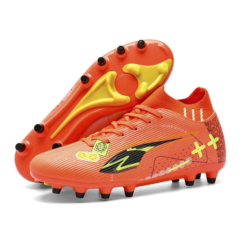 Pomarańczowe Męskie Buty Piłkarskie na Boisko Wysoka Jakość FG/TF Męskie Trampki Futsalowe Meczowe Unisex Treningowe Buty Piłkarskie chuteira futsal
