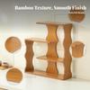 Tabletop Rack Curved Side Panel Wooden Tea Cup Warm Brown Finish Storage Stand
