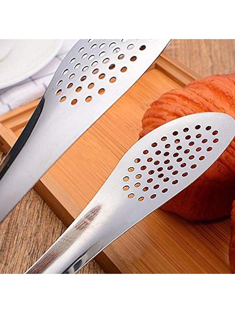 2 Pcs Topoko Stainless Steel Salads Bread HAM Barbecue Fillets TONGS with Mesh Clip Suitable for Party and Restaurant Buffs