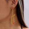 Crystal Halloween Skull Earrings Zircon Long Tassel Drop Earrings Skeleton Dangle Earrings  Unisex