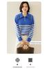 Cashmere Striped Zip-Up Lapel Sweater - New 2024 Autumn/Winter Korean Style Women's Knit Base Layer, Loose & Slimming Fit