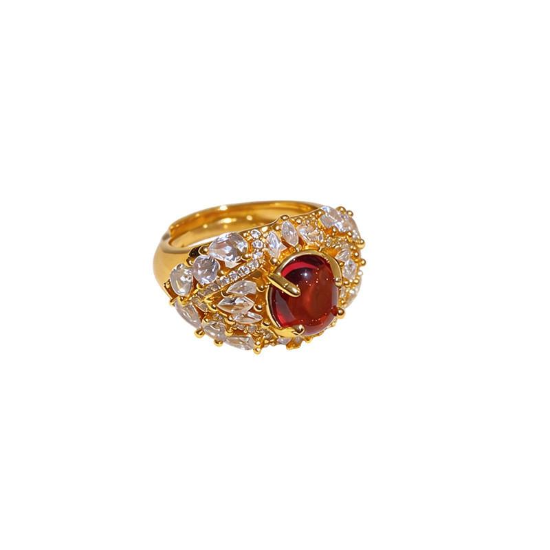 Geometric Gold Plated Zircon Oval Ring For Women Elegant Fashion Jewelry
