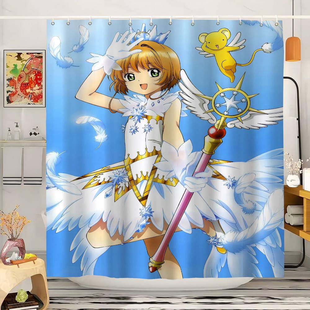 

C-Cardcaptor Sakura Cartoon Animation Shower Curtain, Bathroom Decorative Shower Curtain, Waterproof Shower Curtain With Hooks 90x180 cm