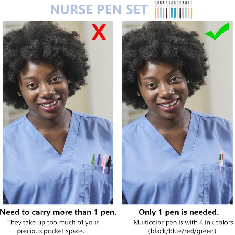 1 szt. 4-w-1 wielokolorowy długopis, średni punkt 1,0 mm, wsuwany kolorowy długopis do biura, dla studentów, lekarzy i pielęgniarek itp.