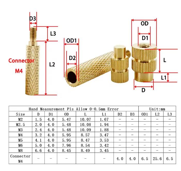 8 Adet/Set Pirinç Isıtma Havya Uçları Aletleri Somun Ekleme 3D Yazıcı Holt Melt Somunları İmplant Aleti Havya Bağlantısı