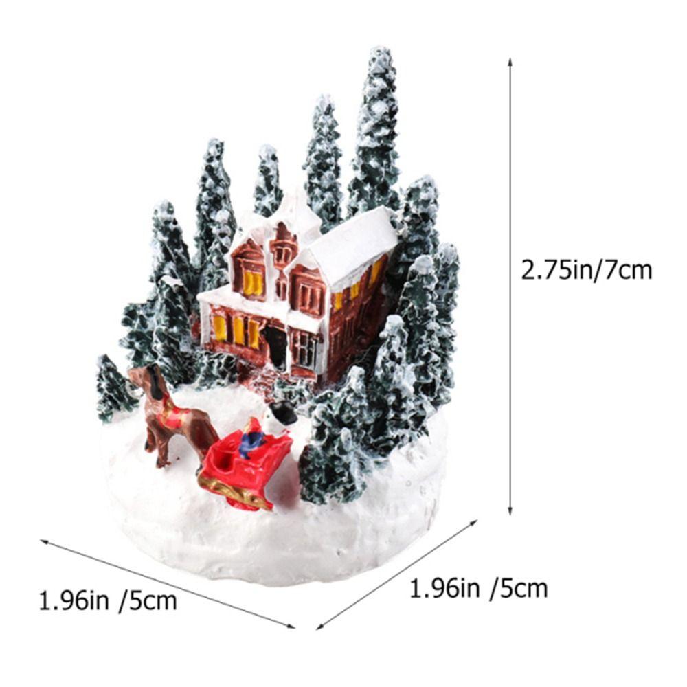 Led Light Christmas Village House Figurines Night Lamp Creativity Christmas Town Ornaments DIY Crafts Cartoon Resin Mini House
