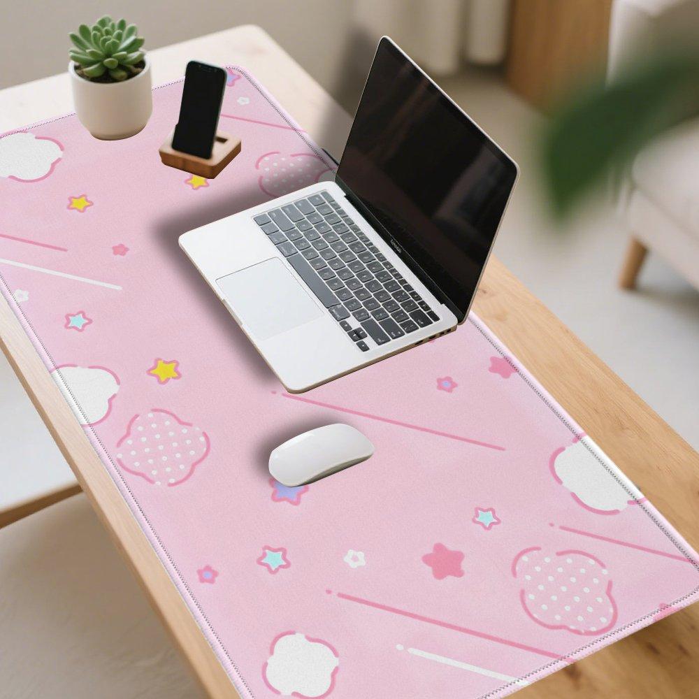 Pink Cloud Anime Pattern XXL Gaming Mouse Pad NonSlip EdgeLocked Desk Mat Keyboard Mat Computer Accessories for PC Gamers