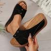 Hollowed-out Shoes with Cross-straps Thick-soled Slippers Women's Summer Wedge Heels Fish-mouth Stitched Beach Flip-flops