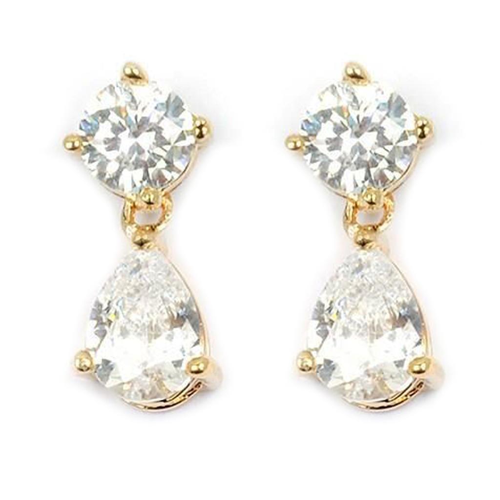 Les Trésors De Lily [L4295] - Gold Plated Earrings 'Sissi' White Gold - 15x6 Mm