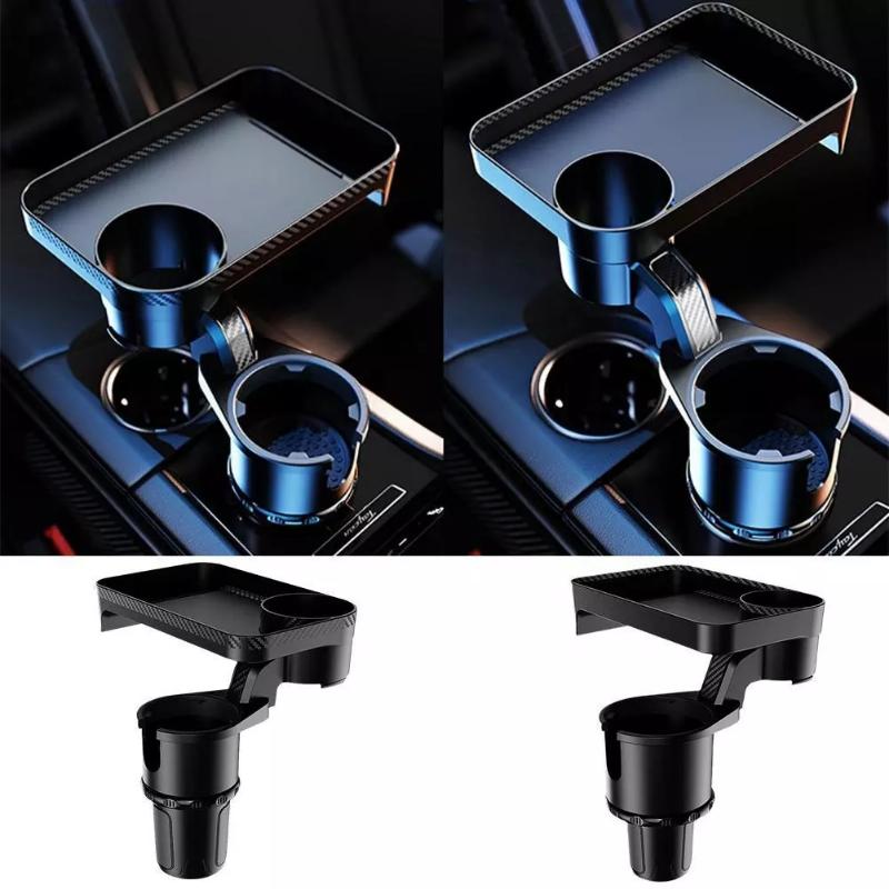 Portable Car Cup Holder Attachable Meal Tray Expanded Table Desk 360 Rotatable Adjustable Car Food Tray Cup