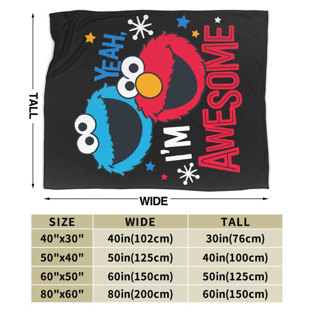 Cookie Monster & Elmo Sesame Street Blankets Plush Novelty Warm Throw Blanket for Home Autumn/Winter