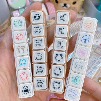 Sechs Musterstempel mit schönem Muster für Bastel-Journal-Liebhaber und Schreibwaren-Fans Scrapbooking Dekorative Stempel